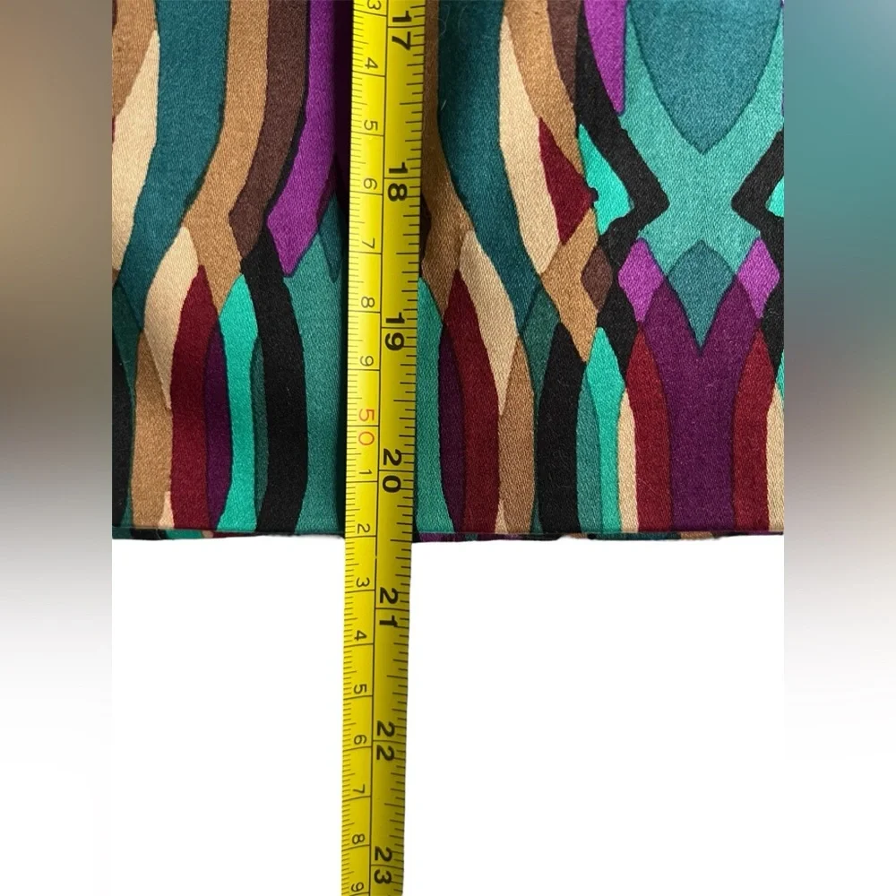 Etcetera NWT Zulu Geometric Teal Sateen Pencil Skirt Low Rise Pockets Sz 00(XXS)